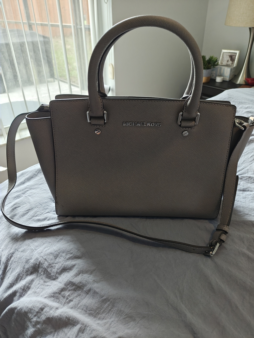 Michael Kors Taupe Saffiano Leather Satchel